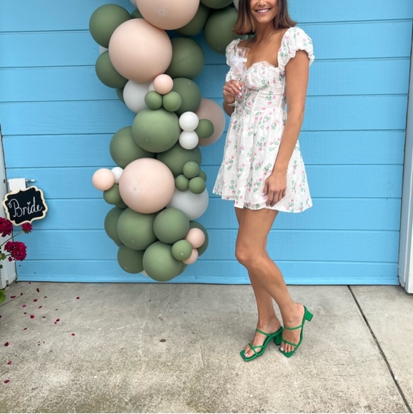 For Love & Lemons Remi Mini Floral Lace Open Back Dress w Built in Corset - Picture 10 of 11